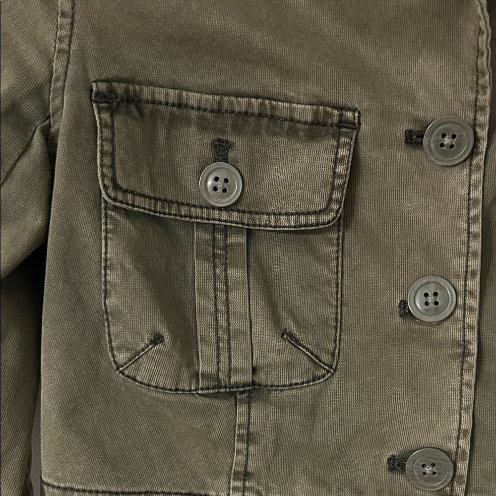 Heihei Anthropologie Jacket Women's 2 Olive Green Utility Cropped Military Style - Picture 3 of 15